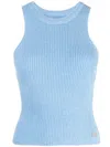 Izzue Logo-plaque Ribbed Tank Top In Blue