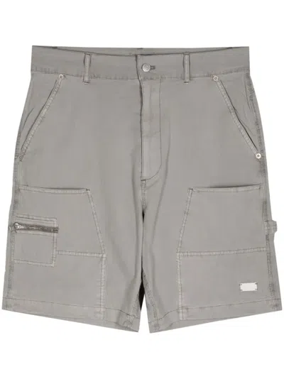 Izzue Logo-plaque Stretch-cotton Shorts In Grey