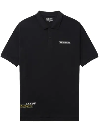 Izzue Logo-print Cotton Polo Shirt In Black