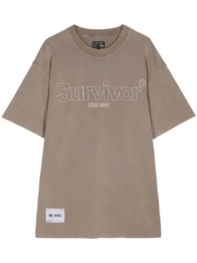 Izzue Logo-print Cotton T-shirt In Brown