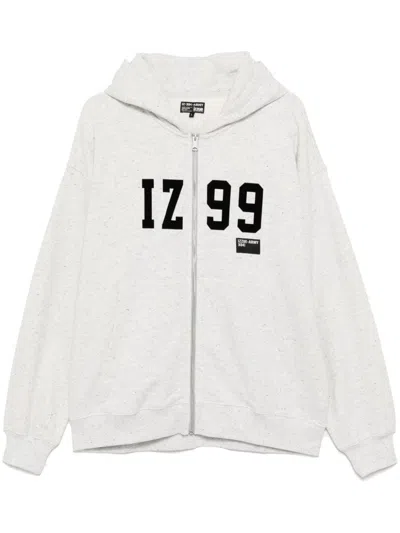 Izzue Logo Print Hooded Jacket In Neutrals