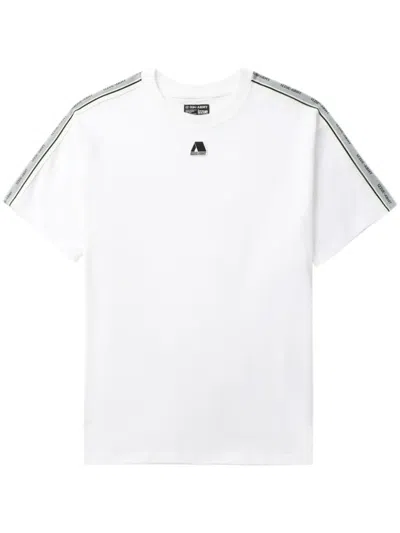 Izzue Logo-tape Cotton T-shirt In Weiss