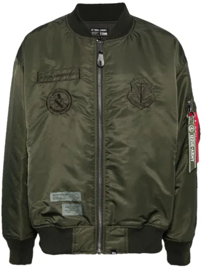 Izzue Logo Zip-up Bomber Jacket In Green