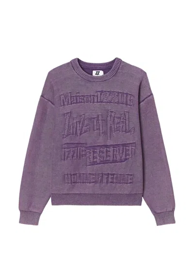 Izzue Logo-embossed Cotton Sweater In Purple