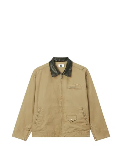 Izzue Logo-embroidered Contrast-collar Jacket In Animal Print