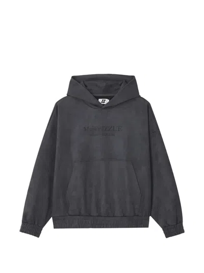 Izzue Logo-embroidered Faux-suede Hoodie In Gray