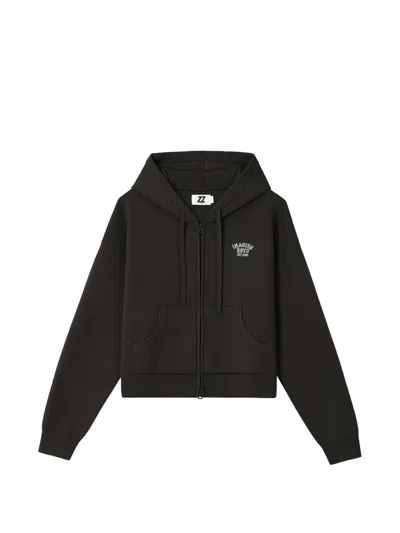 Izzue Logo-embroidered Zip-up Hoodie In Black