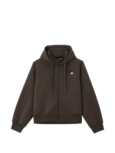 Izzue Logo-embroidered Zip-up Hoodie In Brown