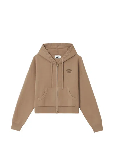Izzue Logo-embroidered Zip-up Hoodie In Brown
