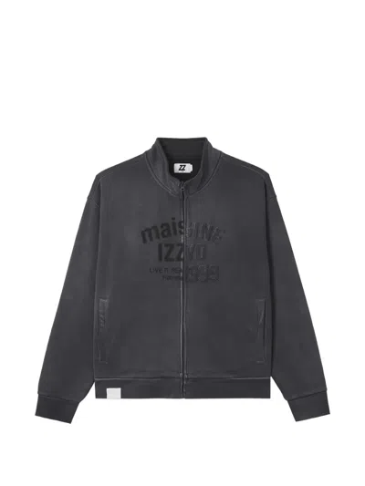Izzue Logo-embroidery Zip-up Sweatershirt In Gray