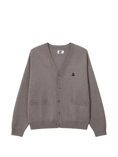 Izzue Logo-patch Cardigan In Gray