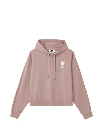 Izzue Logo-patch Drawstring Hoodie In Pink