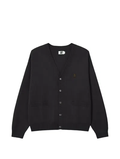 Izzue Logo-patch V-neck Cardigan In Black