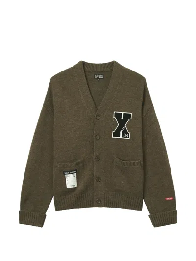 Izzue Logo-patch V-neck Cardigan In Green