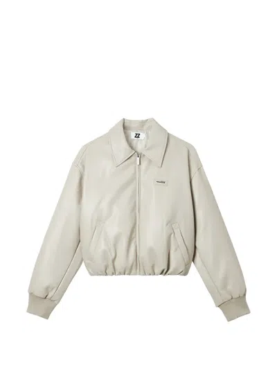 Izzue Logo-patch Zip-up Bomber Jacket In White