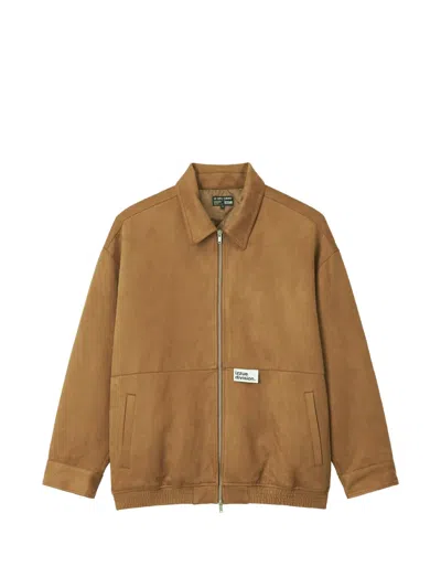 Izzue Logo-patch Zip-up Jacket In Brown