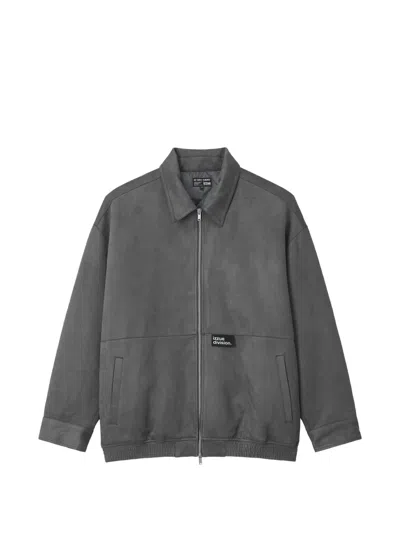 Izzue Logo-patch Zip-up Jacket In Gray
