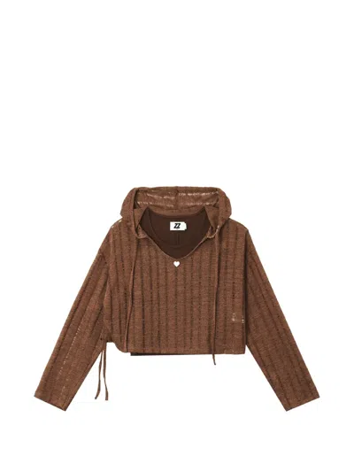 Izzue Logo-plaque Hoodie And Tank Top Set In Brown