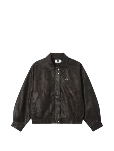 Izzue Logo-plaque Panelled Bomber Jacket In Brown