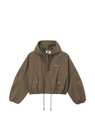 Izzue Logo-print Cropped Jacket In Brown