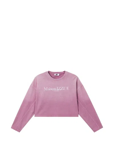 Izzue Logo-print Cropped Sweatshirt In Pink