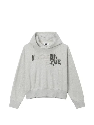 Izzue Logo-print Drop-shoulder Hoodie In Gray