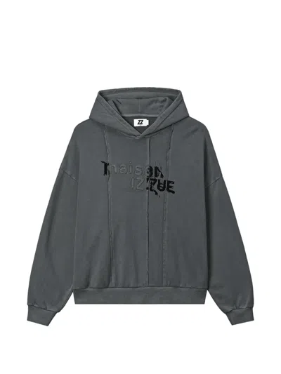 Izzue Logo-print Panelled Hoodie In Gray