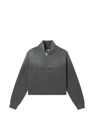 Izzue Logo-print Quarter-zip Sweater In Gray