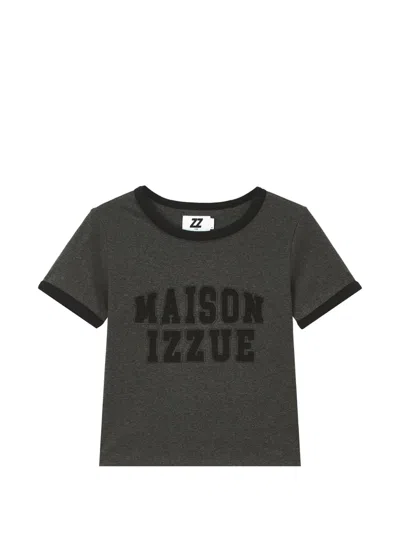 Izzue Logo-print Ringer T-shirt In Gray