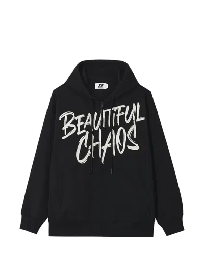 Izzue Logo-print Zip-up Hoodie In Black