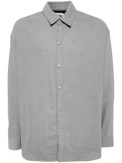 Izzue Long-sleeved Cotton-blend Shirt In Grey