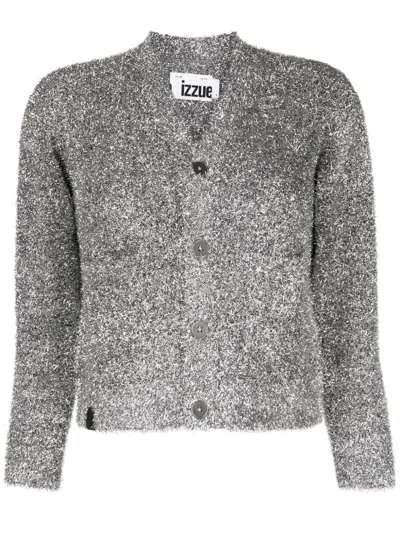 Izzue Lurex-detail V-neck Cardigan In Silver