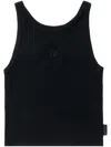 Izzue Monogram-embroidered Cotton Tank Top In Black