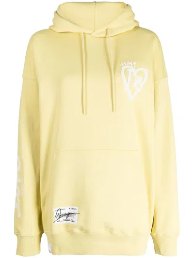 Izzue Motif-embroidered Cotton Blend Hoodie In Yellow