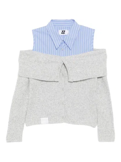 Izzue Off-shoulder Long-sleeved Blouse In Blue