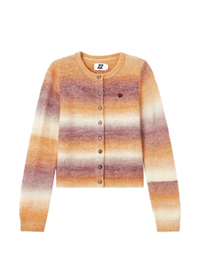 Izzue Ombre-effect Heart-patch Cardigan In Yellow
