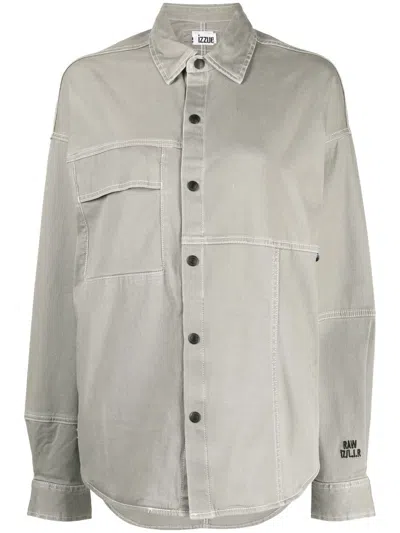 Izzue Oversized Panelled Shirt In Brown