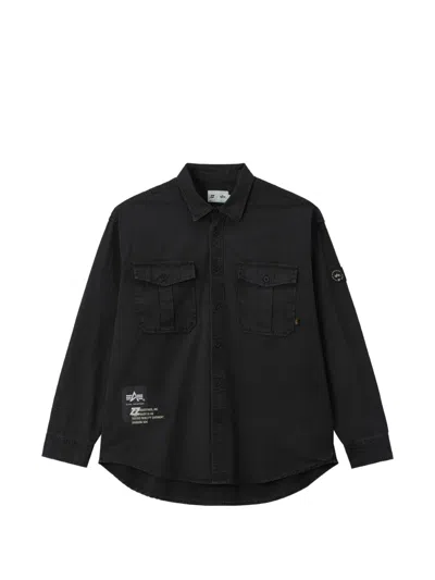Izzue Patch-detail Flap-pocket Shirt In Black