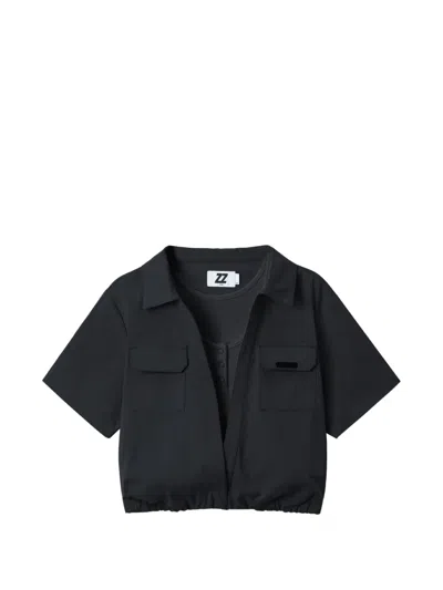 Izzue Patch-pocket Cropped Shirt In Black