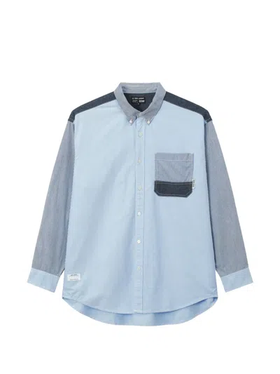 Izzue Patchwork Striped Shirt In Blue