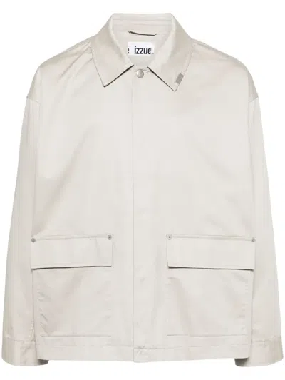 Izzue Photography-print Gabardine Shirt Jacket In Neutrals