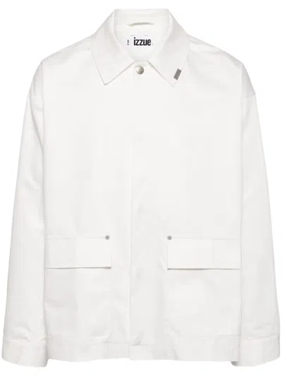 Izzue Photography-print Gabardine Shirt Jacket In White