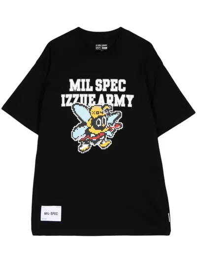 Izzue Pixelated-print Cotton T-shirt In Black