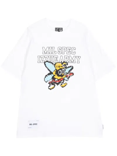 Izzue Pixelated-print Cotton T-shirt In White