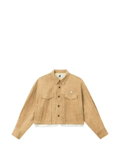 Izzue Pleated Oversized Jacket In Brown