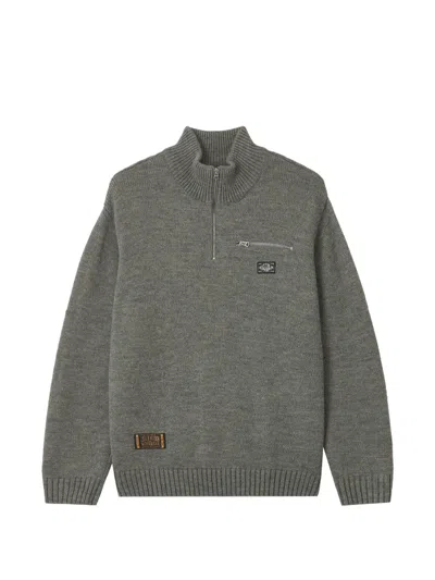 Izzue Quarter-zip Logo-patch Sweater In Gray