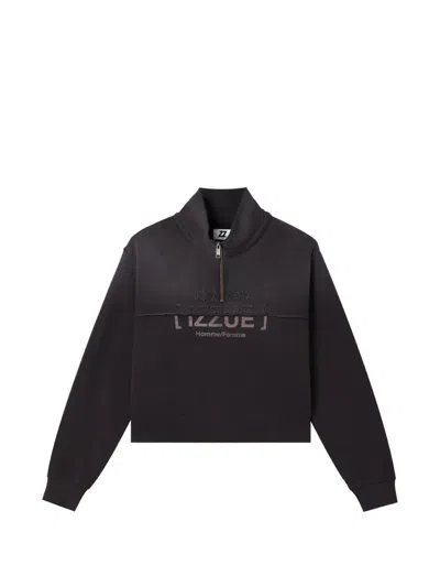 Izzue Quarter-zip Logo-print Sweater In Black