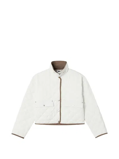Izzue Quilted High-neck Jacket In White