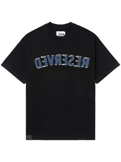 Izzue Reverse-appliqué Cotton T-shirt In Schwarz