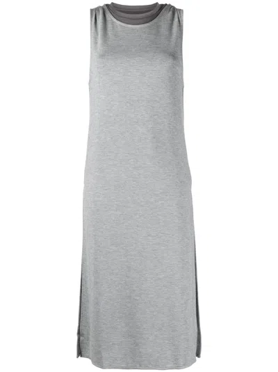 Izzue Round-neck Sleeveless Midi-dress In Grey